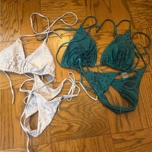 Teal and White Bikini Set